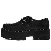 Dino Lug Sole Creeper Black Faux Leather
