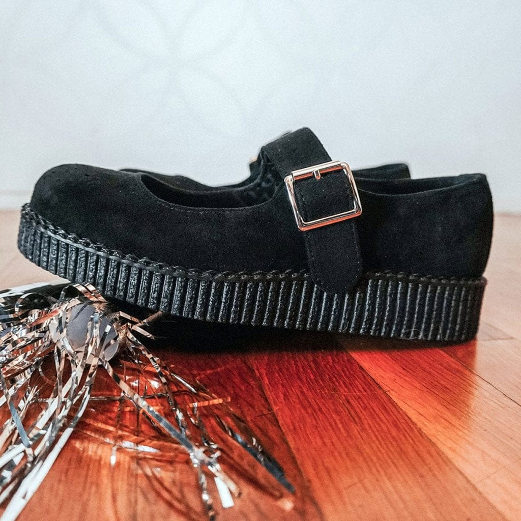 TUK Shoes Viva Flex Mary Jane Black Vegan Suede
