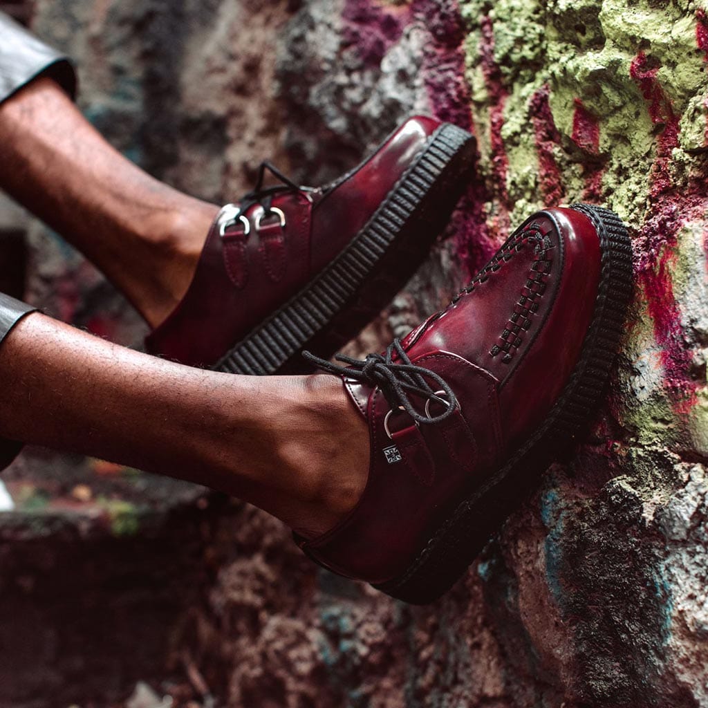 TUK Shoes Viva Ultra Low Creeper Burgundy Faux Leather